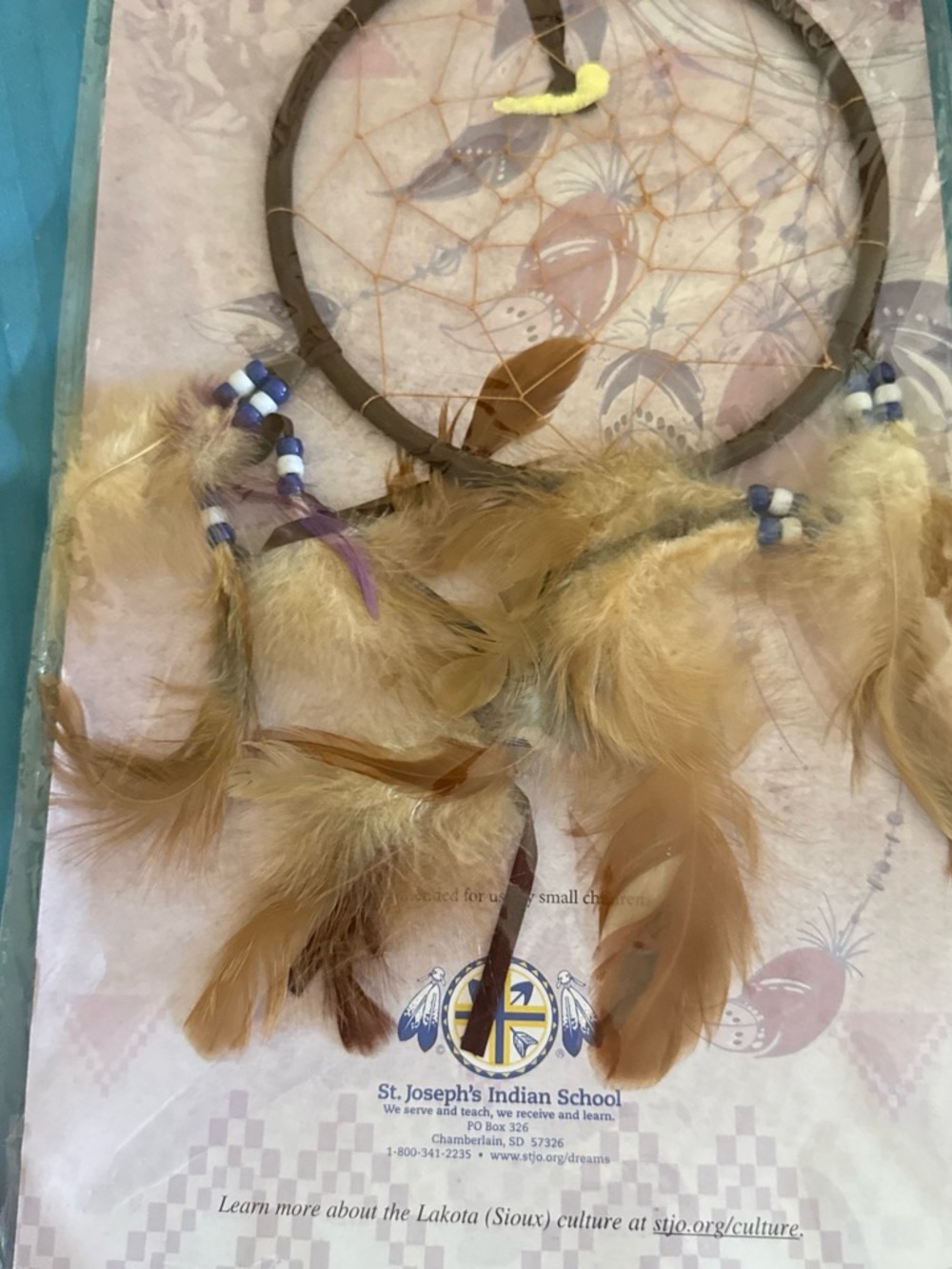 Handmade Dreamcatcher with Tan Feathers